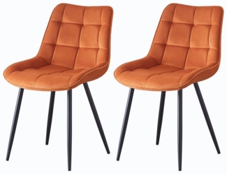 JYMTOM Esszimmerstuhl 2er-Set gepolsterte Stühle mit Rückenlehne und Metallbeinen (2 St), mit Samt-Bezug, für Bar, Küche, Esszimmer Restaurant und Schlafzimmer