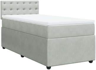 vidaXL Boxspringbett mit Matratze Hellgrau 90x190 cm Samt 3287614