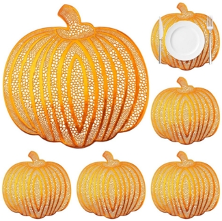 CLTYQ Platzset 6er-Set Kürbis-Tischsets, Tischsets mit Herbsternte, hitzebeständige Tischsets für Thanksgiving, Halloween Party