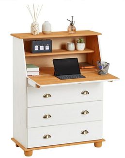 IDIMEX Sekretär GOMES, Sekretär Bürotisch Arbeitstisch mit Klappe 2 Fächer 3 Schubladen Kiefe