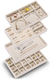 LEAZZLE Schmuckablage Schmuckaufbewahrungsbox Schmucktablett Schmuckorganisierer (4 St), flexibles Schmucktablett für Ohrringe, Armband, Ringe