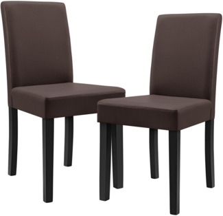 Stühle Esszimmer Braun Kunst-Leder Polster Stuhl Hochlehner - 2 Stück