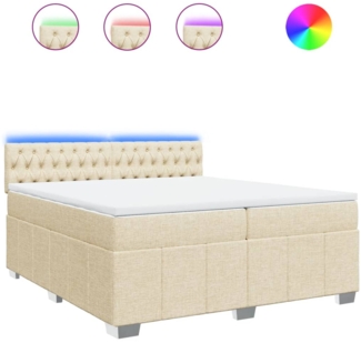 vidaXL Boxspringbett mit Matratze Creme 200x200 cm Stoff 3289487