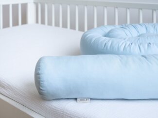 Loolay Nestchenschlange 100% BLAU Baumwolle Multifunktion PREMIUM Bettschlange Stoffschlange, (Bettumrandung Krabbeldecke Babybett Umrandung Schlange Bett Kopfschutz, Zierkissen Bettrolle Dekokissen Zugluftstopper - Super GESCHENK), LOOLAY® - 100% Euro...