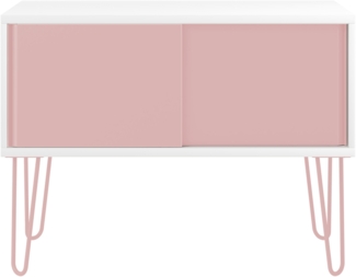 MultiRange Sideboard, weiß, Schiebetüren aus Stahl, 4 Stahlfüße, Maße: H 752 x B 1000 x T 450 mm, Farbe: weiß/pastellpink