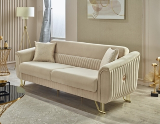 Villa Möbel Sofa Vega, 1 Stk. 3-Sitzer, Hand Made Quality, pflegeleichter Mikrofasersamtstoff