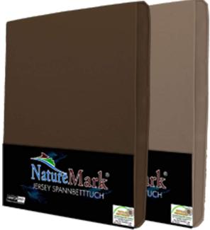 NatureMark 2er Pack Jersey Spannbettlaken, Spannbetttuch 100% Baumwolle in vielen Größen und Farben MARKENQUALITÄT ÖKOTEX Standard 100 | 140x200 cm - 160x200 cm - Sand/Schoko