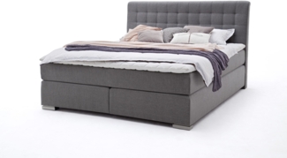 Boxspringbett Lenno - Stoffbezug Grau 180x200 cm