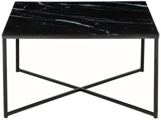 Couchtisch aus Glas und Metall, schwarz, 80x80 cm