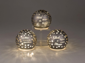 formano Kugelleuchte Sprüche, Mit Timerfunktion, Grau, Motiv: Sprüche