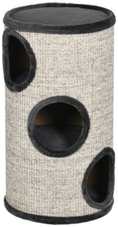 PawHut Kratztonne Höhe 70 cm, 3 Ebenen, mit 3 Höhlen, (Katzenmöbel, 1-tlg, Kratzturm), aus Sisal, Katzenmöbel, Plüsch, Hellgrau