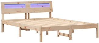 vidaXL Bettgestell mit Kopfteil Braun 140 x 190 cm Massivholz Kiefer 872782