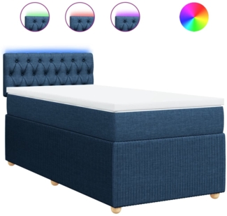 vidaXL Boxspringbett mit Matratze Blau 90x190 cm Stoff 3289624