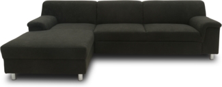 DOMO. collection Ecksofa Junin, Couch in L-Form, Füße mit Filzgleitern, Sofa, Polsterecke, Eckcouch, Polstergarnitur 251 x 150 x 72 cm (BxTxH), schwarz