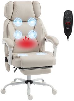 HOMCOM Schreibtischstuhl Ergonomisch Bürostuhl (Computerstuhl, 1 St), 6-Punkt-Massage, Heizfunktion, Fußstütze