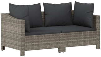 vidaXL Garten-Lounge-Set mit Kissen, 2-teilig, Polyrattan grau