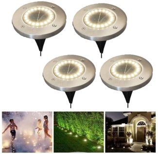 QUBEBU LED Solarleuchte Wasserdicht Led Solar Gartenleuchten, 20 LEDs Solarlampen für Außen, LED fest integriert, Solar Bodenleuchten für Außen Garten Rasen Auffahrt Gehweg Patio, Garten Solar Außenleuchte 20 LEDs wasserdicht Edelstahl + Kunststoff