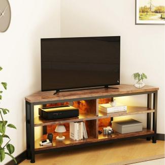 OUNUO Lowboard TV Eckschrank Eckkommode Schrank mit LED Beleuchtung, Breite 106cm