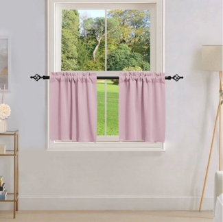 Sunicol Scheibengardine Kurzgardine Blickdicht Scheibengardine, Gardinen Modern Fenster, Küche Fenstervorhang Thermofenstervorhänge 2 er Set