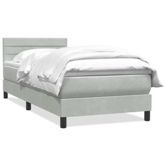 vidaXL Boxspringbett mit Matratze Hellgrau 90x210 cm Samt 3316287