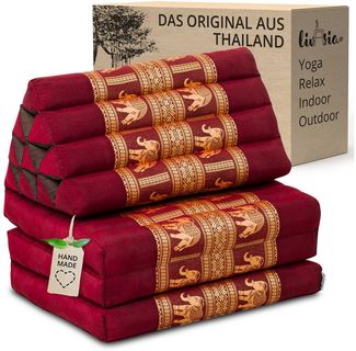 livasia Sitzsack Thaikissen 3 Auflagen (Deluxe) vegan und handgefertigt, 175x55x8cm, Kapok