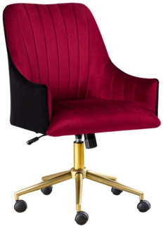 SeedWave Bürostuhl Plissierter Samtstuhl mit Rollen, Höhenverstellbar Drehstuhl Bis 150Kg, Gepolstert Ergonomischer Schreibtischstuhl,burgunderrot Longesessel