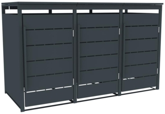 Mülltonnenbox Müllbox Mülltonnenverkleidung 3 Türen Anthrazit Box Soft-Close