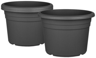 BigDean 3X Blumentopf Ø 20 cm Farbe Anthrazit Kunststoff Pflanztopf Containertopf Übertopf Pflanzkübel rund 20 x 14,5 cm