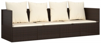 vidaXL Outdoor-Loungebett mit Kissen Braun Poly Rattan 319563