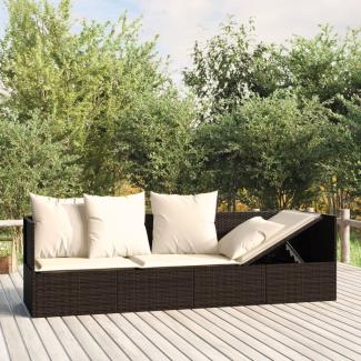 vidaXL Outdoor-Loungebett mit Kissen Braun Poly Rattan 319563
