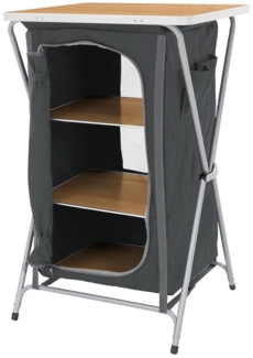 ECD Germany Campingschrank Campingküche mit Aluminiumgestell und Arbeitsplatte Faltschrank Outdoorschrank faltbar Holzoptik mit 2 Ablagen und Tragetasche