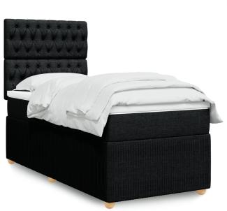 vidaXL Boxspringbett mit Matratze Schwarz 100x200 cm Stoff 3294276