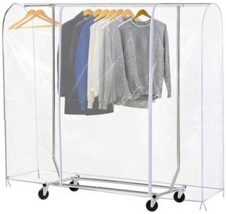 QUBEBU Kleiderständer Transparente Kleiderständer-Abdeckung, Abdeckung Kleiderstange, (mit 2 haltbaren Reißverschlüssen, wasserdichter Schutz für Kleidung, Schutzhülle Kleiderstange für Staub Feuchtigkeitsfest)
