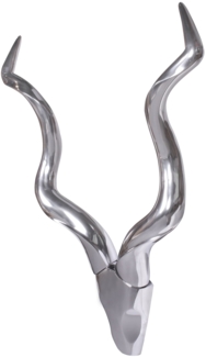 FineBuy Deko Hirschgeweih Aluminium Wanddeko Landhausstil Silber Metall modern, Design Hirschkopf Landhaus Geweih Wand, Wohndeko Hirsch außen, Wandschmuck