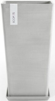 ECOPOTS Blumentopf Rotterdam halbhoch 56 Weißgrau, für innen und außen: frostsicher, bruchsicher und lichtbeständig