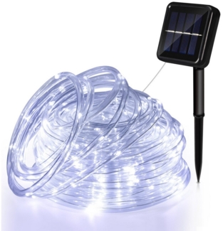 Clanmacy LED-Lichterschlauch 20m LED Solarleuchte LED Solar Lichterkette Solarleuchten Kaltweiß