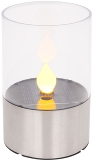 LED Solarleuchte, Feuereffekt, Edelstahl Kunststoff, H 11 cm
