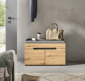 INOSIGN Sitzbank REHAT, TOPSELLER!, Breite 80cm, 2 Türen, 2 Fächer inkl. Sitzkissen (2-St, in verschiedenen Farben erhältlich), Garderobenbank, Flurbank, Dielenbank, Bank mit Stauraum, Bank