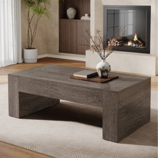Tribesigns Couchtisch Rechteckig Wohnzimmertisch, Couchtisch mit Stabilen Holzfüßen