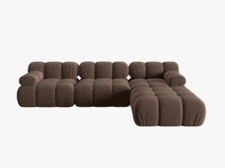 Micadoni Modulares Sofa Bellis 4-Sitzer mit flachem Modul Samtstoff Braun