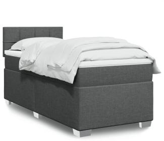 Boxspringbett mit Matratze, Stoff, Viereckige, grauer Fuß, Dunkelgrau, 80 x 200 cm, true