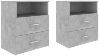 2er-Set Nachttische, Nachtschränke Betongrau 50x32x60cm
