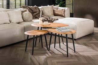 KAWOLA Couchtisch PALINA Set 3-tlg. Akazie braun 50 x 55 x 90 cm