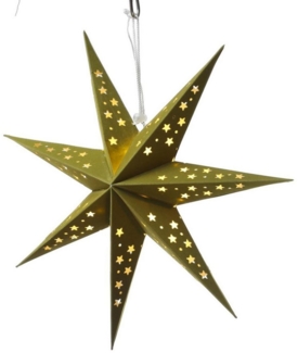 MARELIDA LED Stern LED Papierstern Weihnachtsstern Samststern 40cm 10LED Batterie grün, LED Classic, warmweiß (2100K bis 3000K)