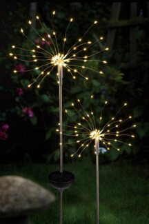 IC Gardenstyle LED Solarleuchte 2er Set Dekoleuchte Feuerwerk, inkl. Erdspieß
