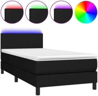 vidaXL Boxspringbett mit Matratze & LED Schwarz 90x190 cm Stoff 3132959