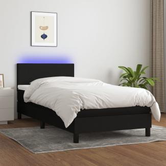 vidaXL Boxspringbett mit Matratze & LED Schwarz 90x190 cm Stoff 3132959