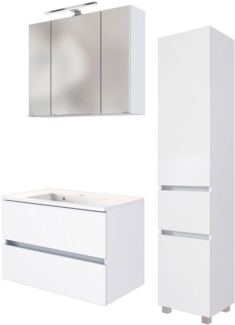 welltime Badmöbel-Set Welltime Möbel Baabe Waschtisch-Set 3tlg. oder 5tlg, (3-St), gedämpfte Scharniere und Softclose-Funktion, inklusive LED-Beleuchtung