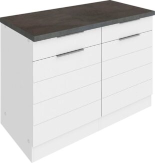 KOCHSTATION Unterschrank KS-Luhe 120 cm breit, für viel Stauraum, MDF-Fronten mit waagerechter Lisene