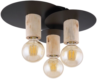 Deckenleuchte, Holz, Natur, 3 flammig, D 43cm